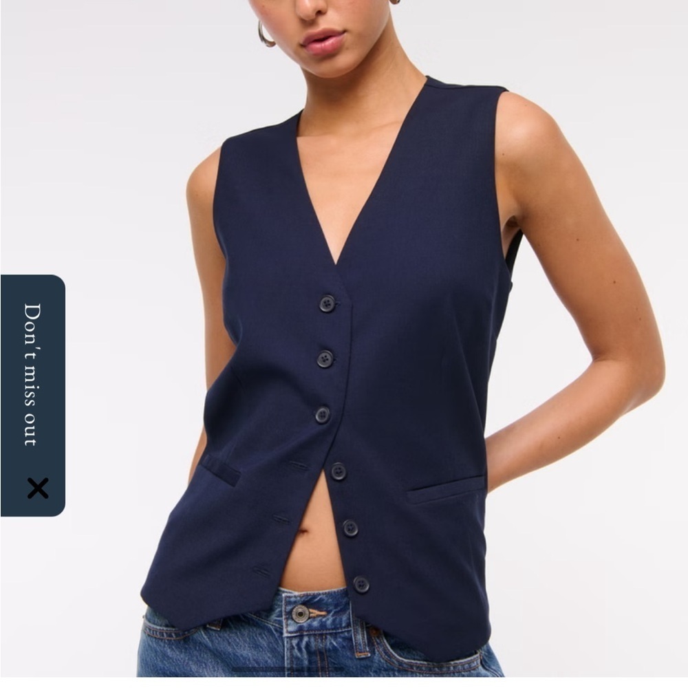 NWT Abercrombie & Fitch Gray Career Academic Preppy Relaxed Tailored Vest L - Picture 4 of 12